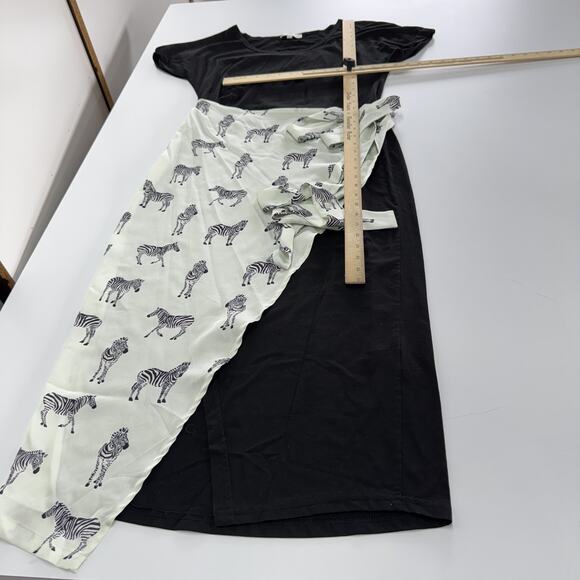 Never Fully Dressed Dress Womens US 8 Black Zebra Print Tie Waist Midi Belted - Picture 6 of 6